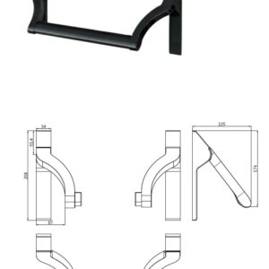 Uchwyt dźwigni PVC czarny skrzydło bierne B 71005100