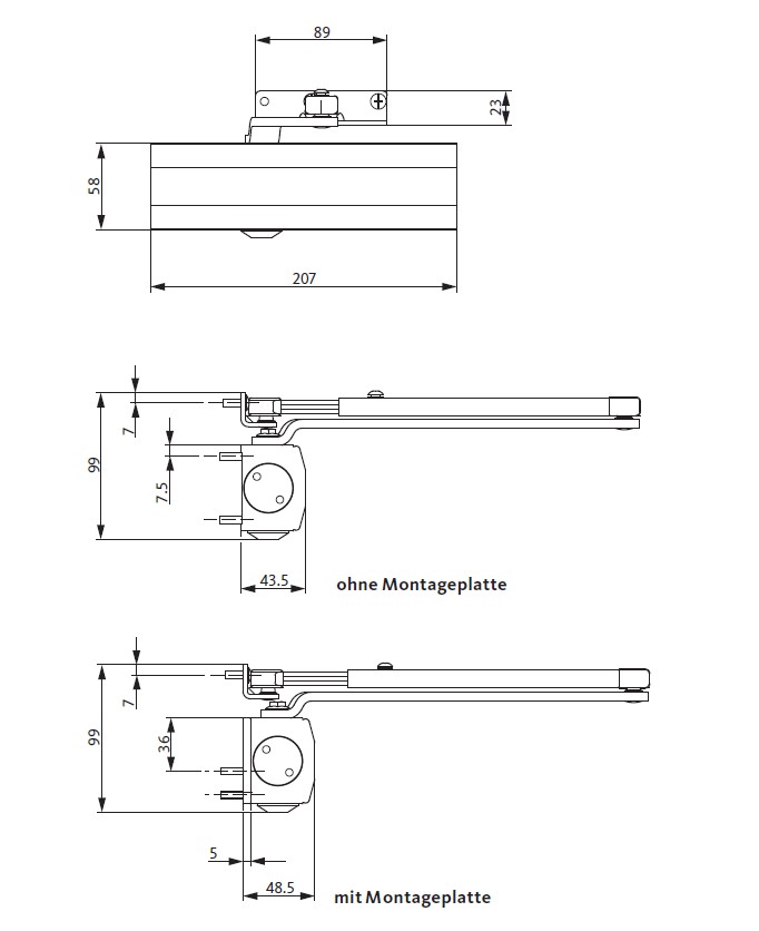 Samozamykacz OTS 210 bez ramienia brązowy K-15710-01-0-5 - obrazek 1