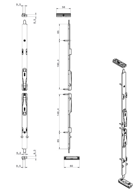 Zestaw ryglowania FAPIM do ruchomego słupka 1503_Z5 - obrazek 1