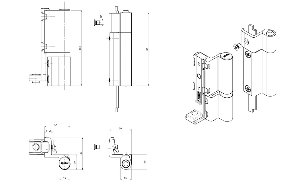 Zawias FAPIM Galicube okna R/U surowy waga skrzydła do 150kg 1410A_41 - obrazek 1