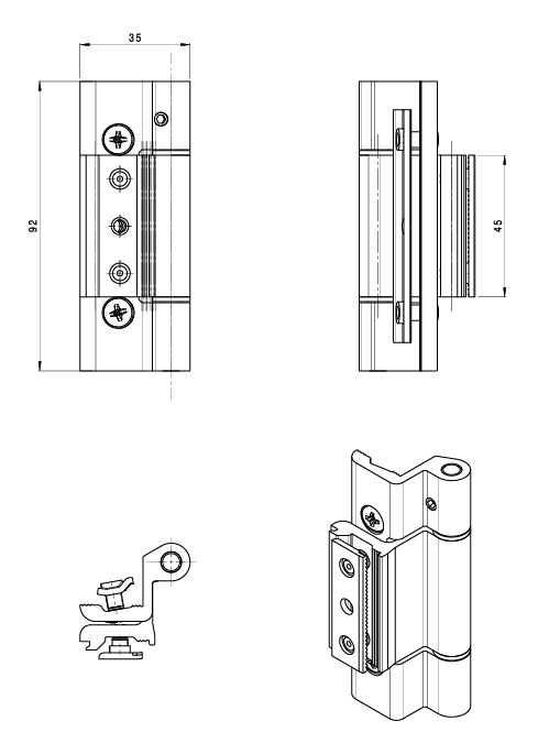 Zawias okienny FAPIM Grip srebrny 9826B_G6 - obrazek 1