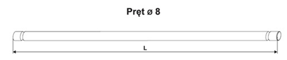 Pręt stalowy GEZE OL90N ocynkowany ∅8mm długość L-2000mm 016555