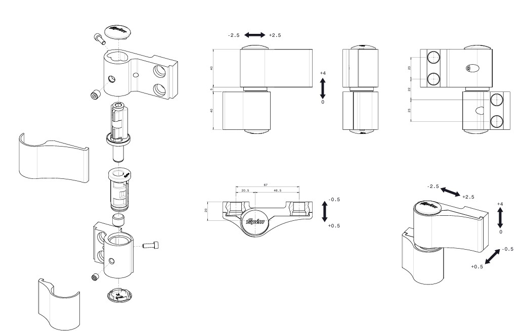 Zawias nawierzchniowy FAPIM Loira+ 7010V 2-skrz. 67 mm surowy - obrazek 1